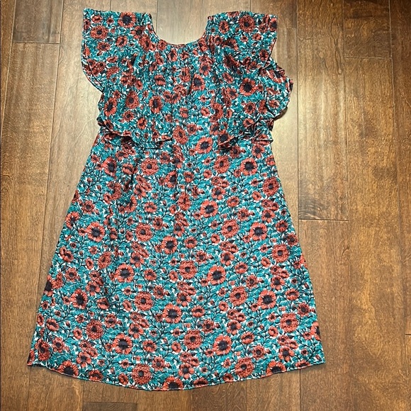 Rebecca Taylor Silk & Cotton Floral Dress, Still Has Button Bag Attached, Size 6 - Picture 10 of 12